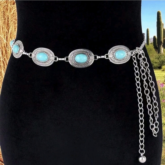 Boho Adjustable‎ Western Metal Gem Decor Waist Chain Belt, Body Belly Jewelry - Picture 1 of 11